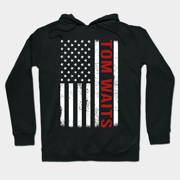 Graphic Tom Waits Proud Name US American Flag Birthday Gift Hoodie by Intercrossed Animal 